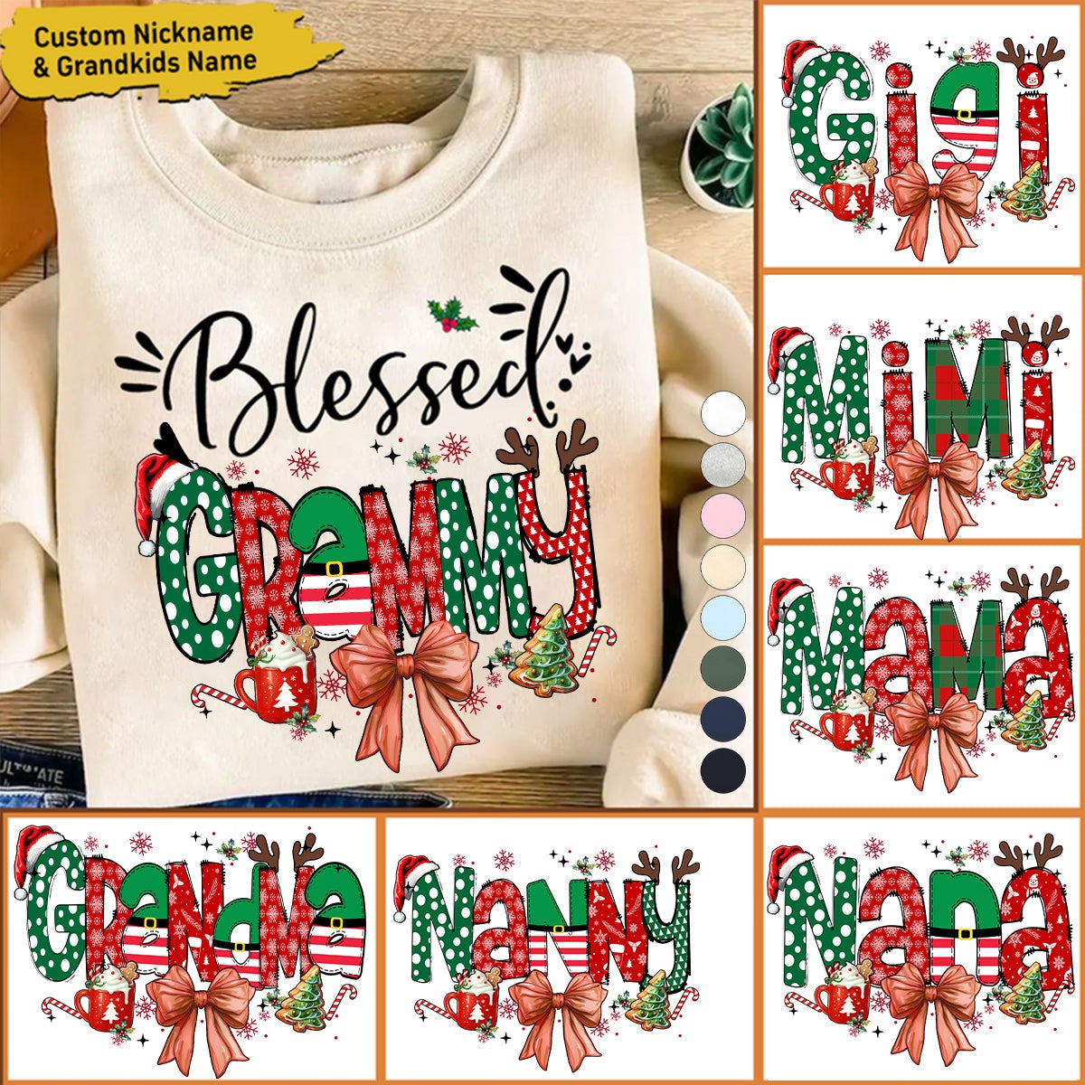 Blessed Gigi Custom Christmas Sweatshirt, Gift For Grandma