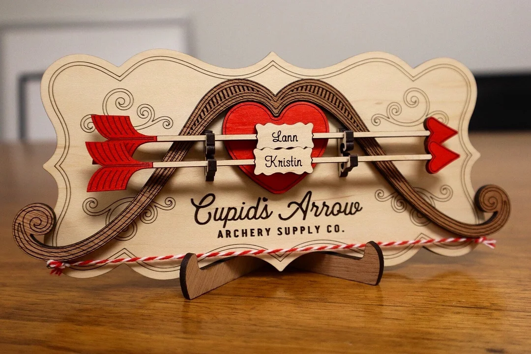 Cupid’s Arrows Wood Sign, Personalized Gifts For Couples, Valentine's Day Gift For Her, Wedding Anniversary Gift