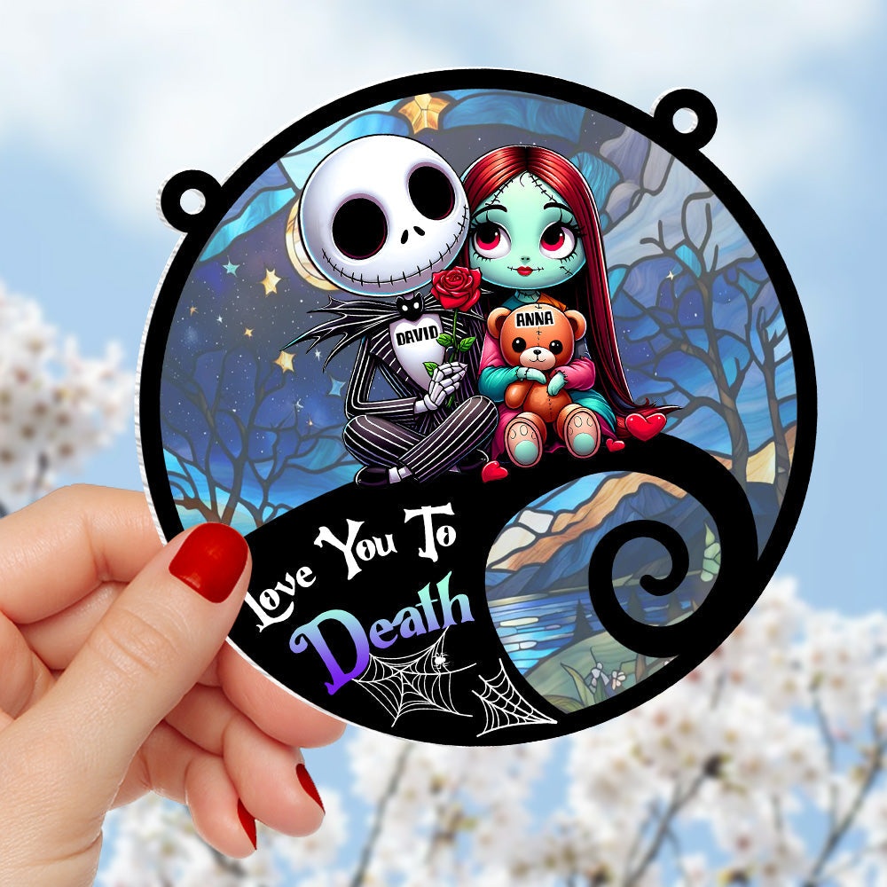 Love You To Death Personalized Halloween Window Suncatcher, The Nightmare Before Christmas