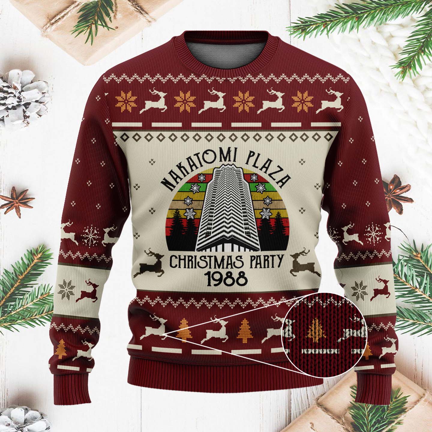 Nakatomi Plaza Christmas Party Funny Christmas Ugly Sweater, Ugly Christmas Sweater