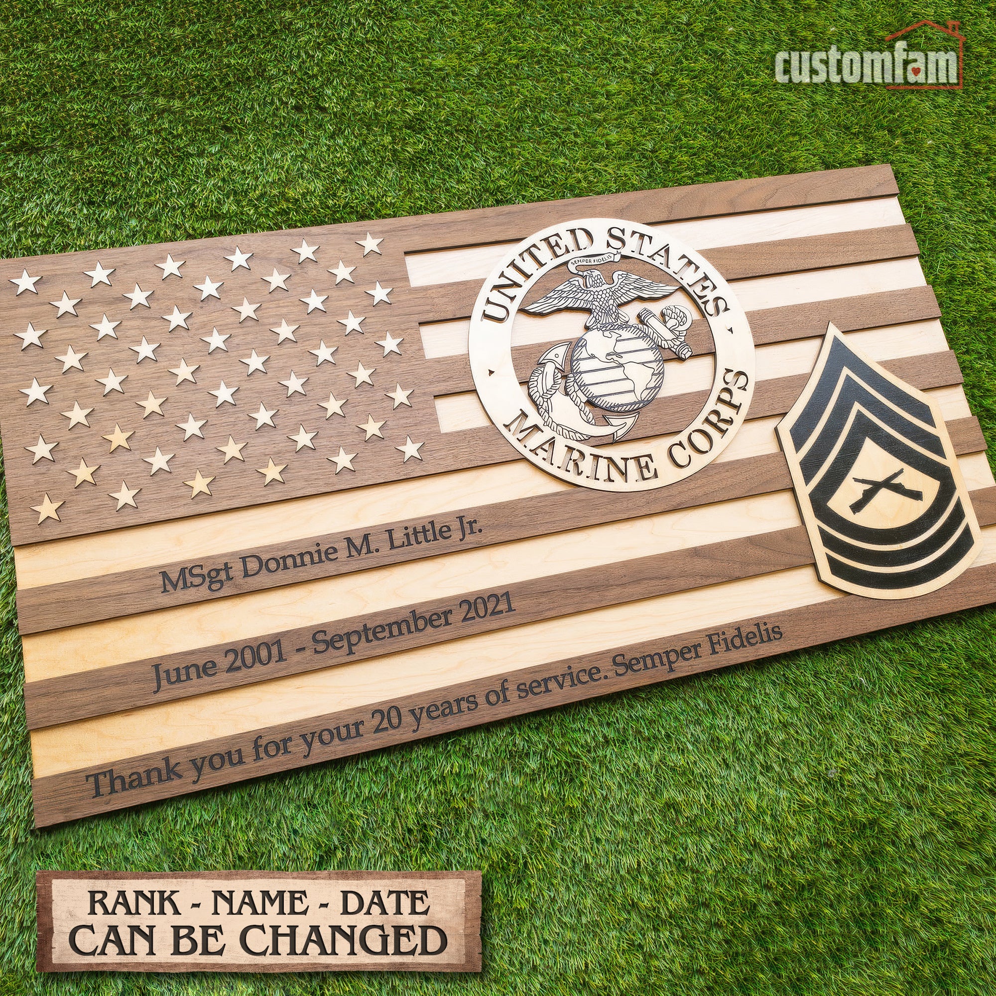 Personalized  Engraved Military Plaque, Wooden 3D Military Flag, Veteran Gifts