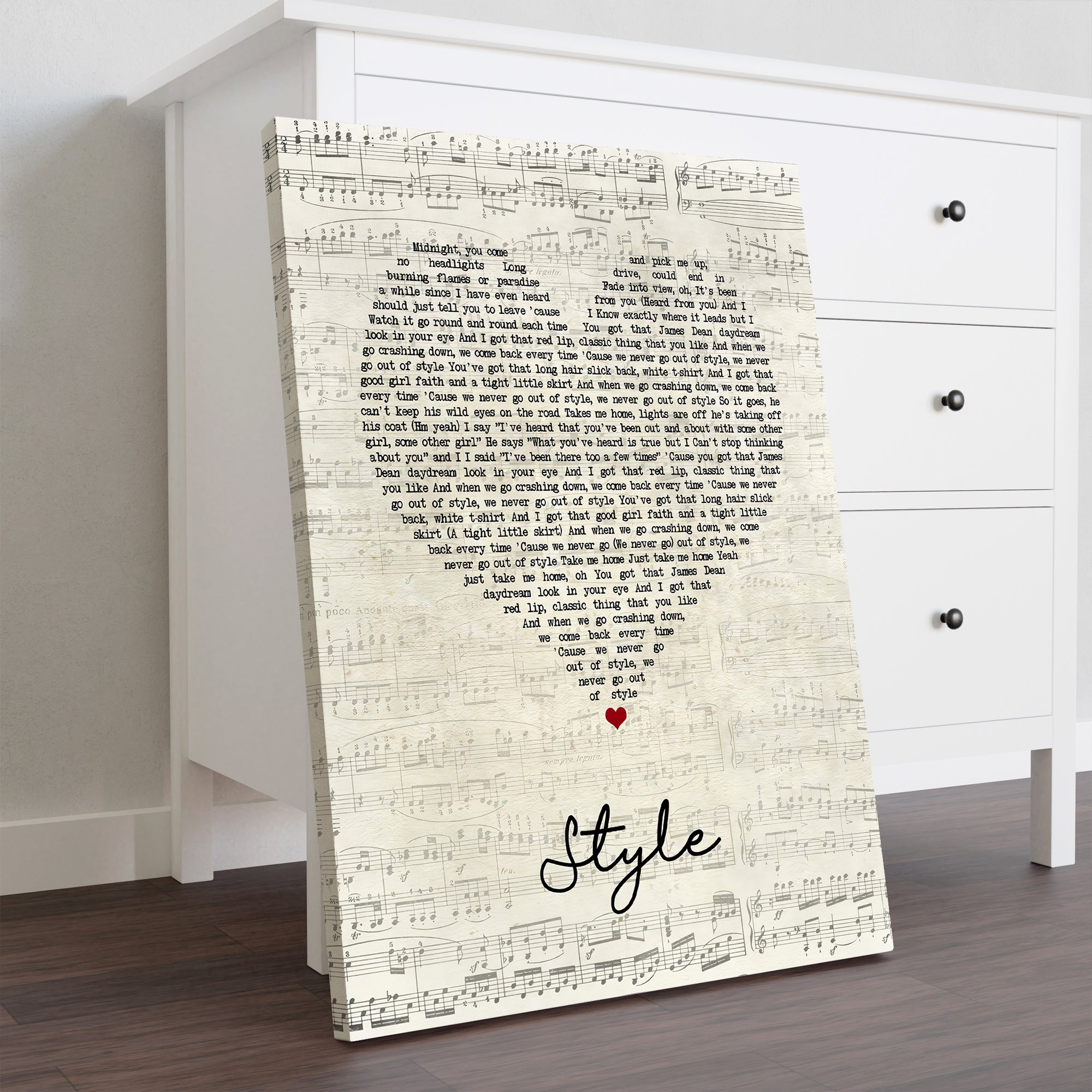 American singer-songwriter Style Script Heart Song Lyric Art Print Canvas Print Frames