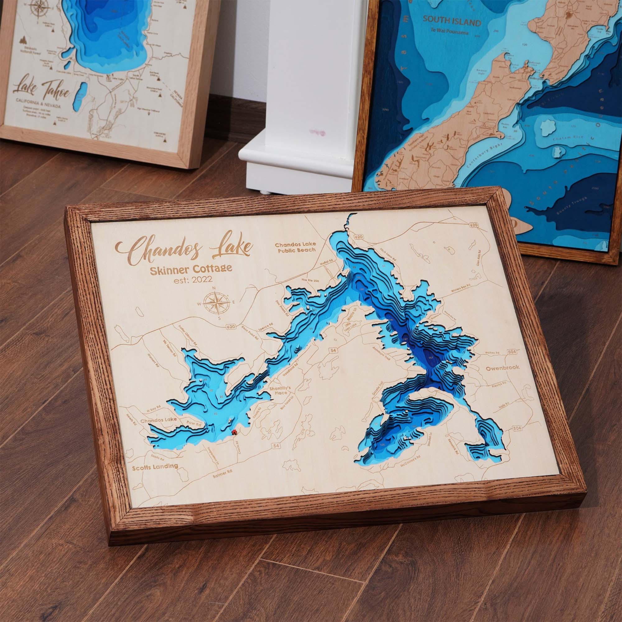 Personalize Any Lake Wood Art, Topographic Lake Map, Lake Wall Art