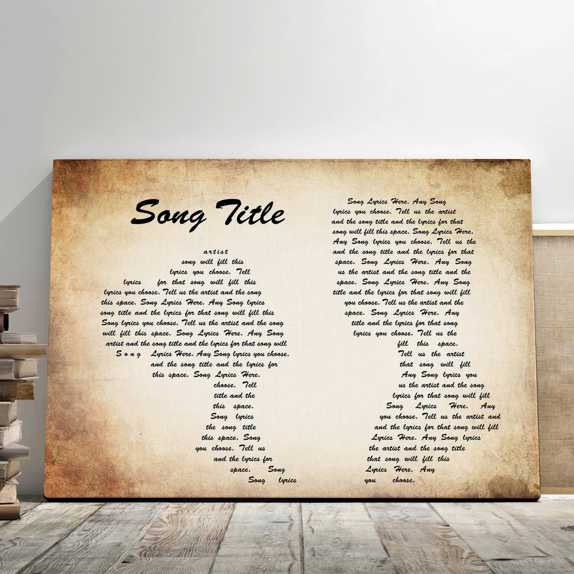 Personalized Landscape Music Wall Art With Song Lyrics, Gift For Couple