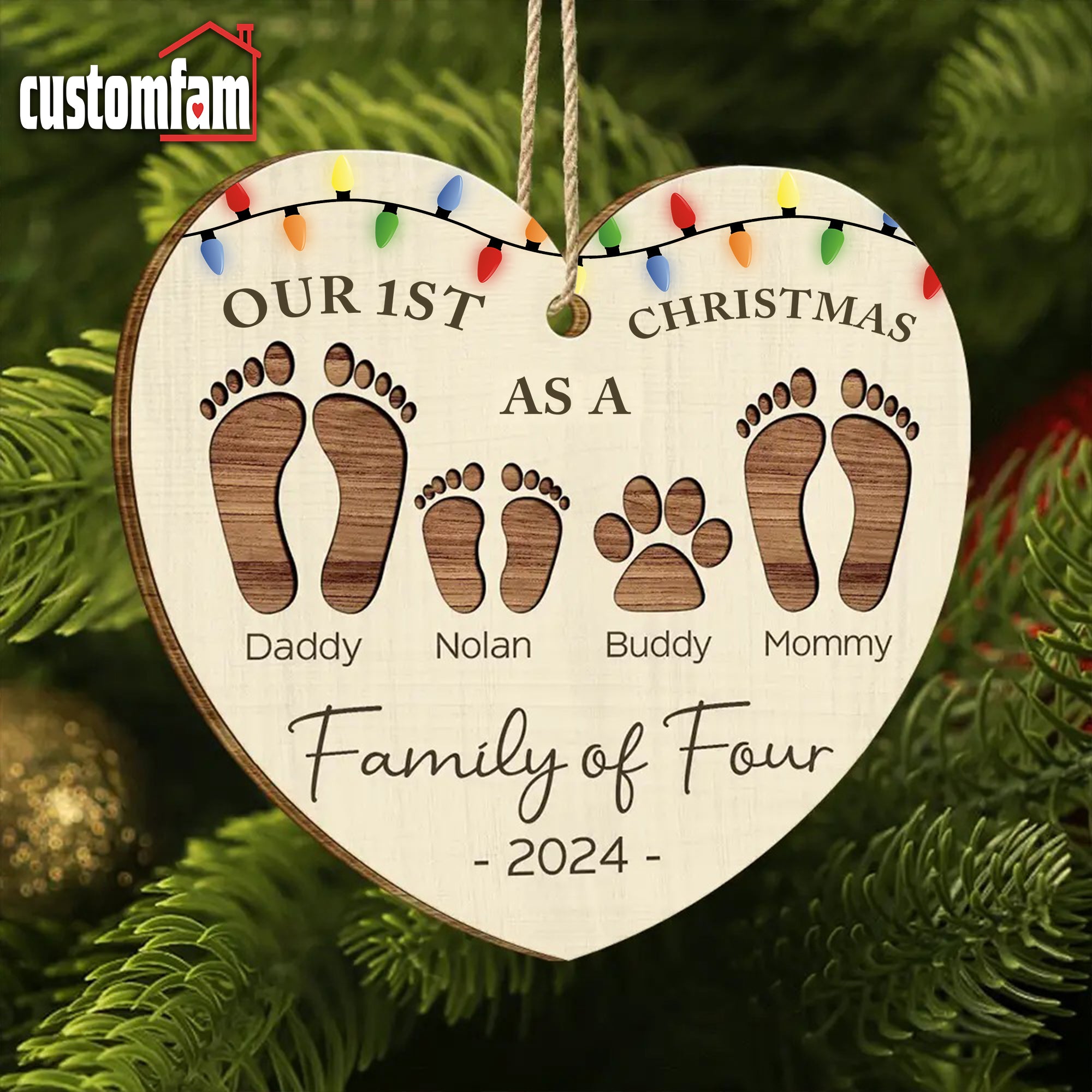 Our 1st Christmas Personalized Christmas Wood Ornament, Family Gifts