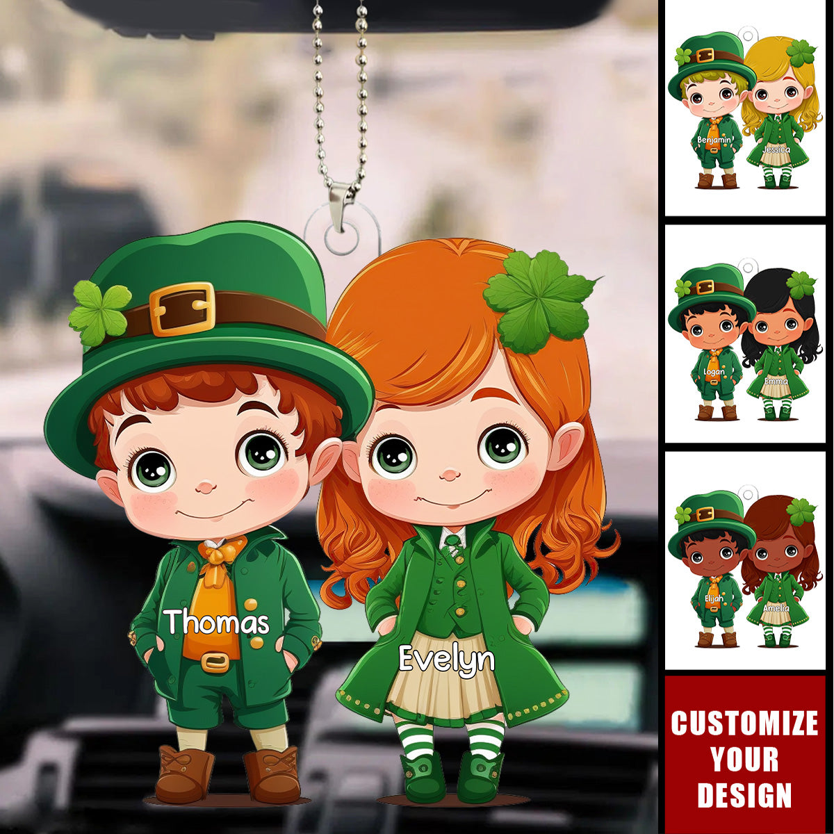 St Patrick's Couple Holding Hands Acrylic Ornament, Keychain For Couple, Cute Couple Keychain, Couple Valentine Gift