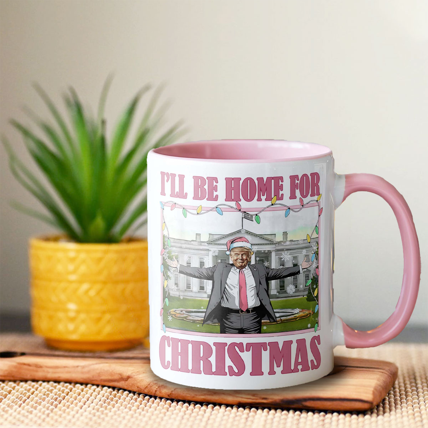 Trump 2024 Christmas Mug, "I'll Be Home for Christmas" Funny Holiday Gift