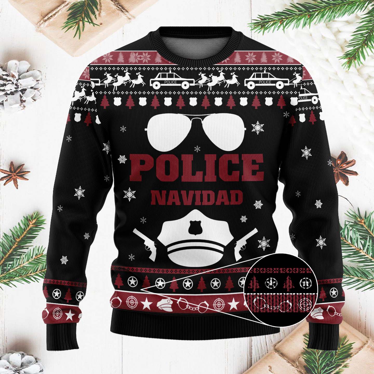 Police Navidad Funny Christmas Ugly Sweater, Gift For Cop, Police Officer Gift