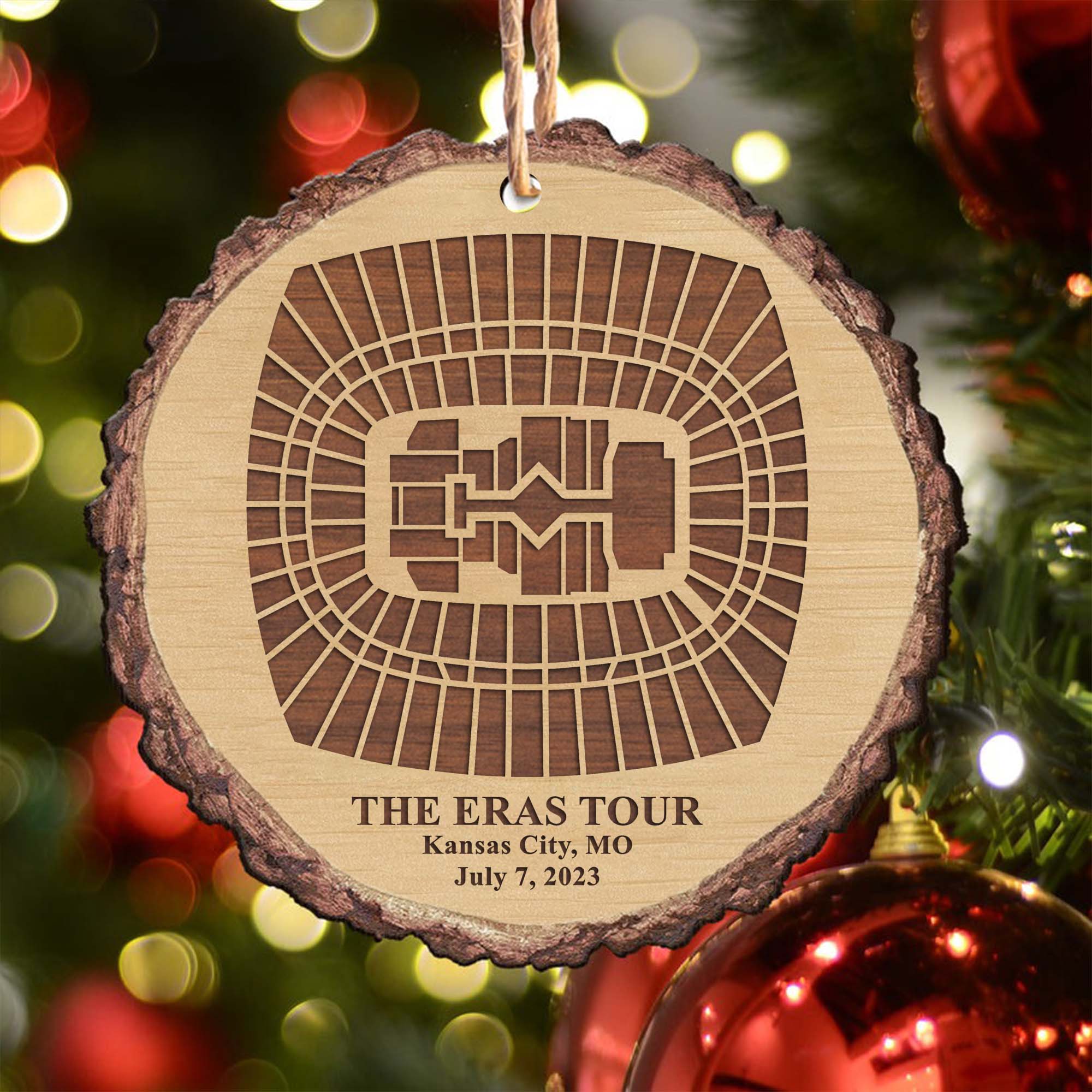 The Eras Tour Kansas City Stadium Personalized Christmas Wood Ornament, Gift For Swifties