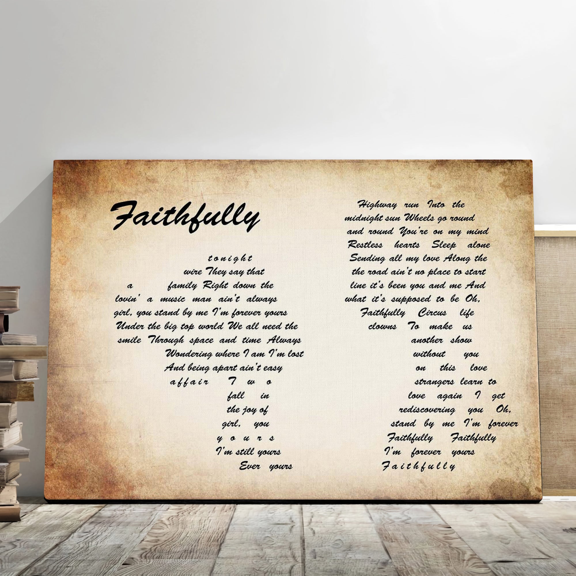 Journey Faithfully Man Lady Couple Song Lyric Art Print Canvas Print Frames