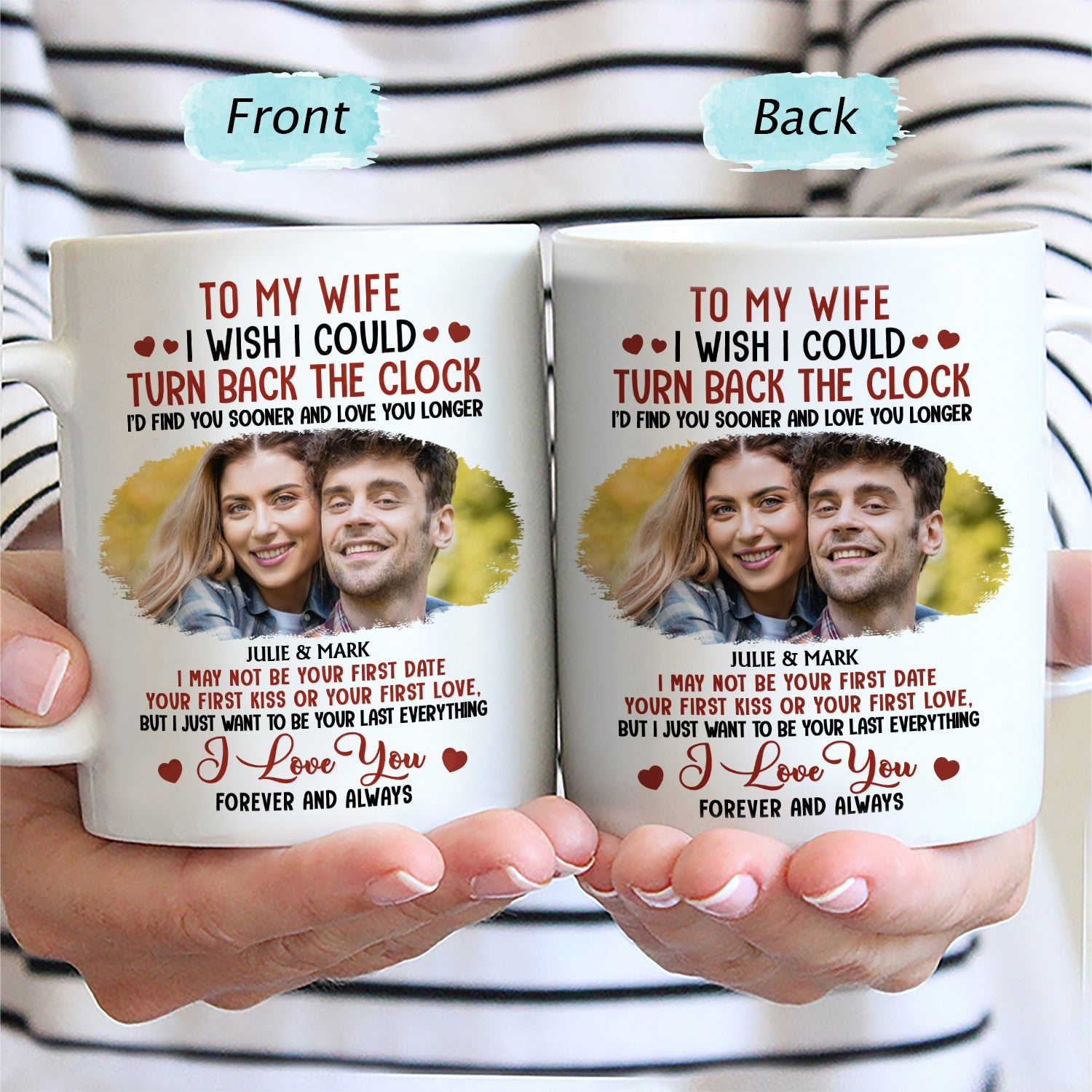 Custom Photo I Wish I Could Turn Back The Clock Mug, Personalized Couple Mug, Couple Valentine Gift