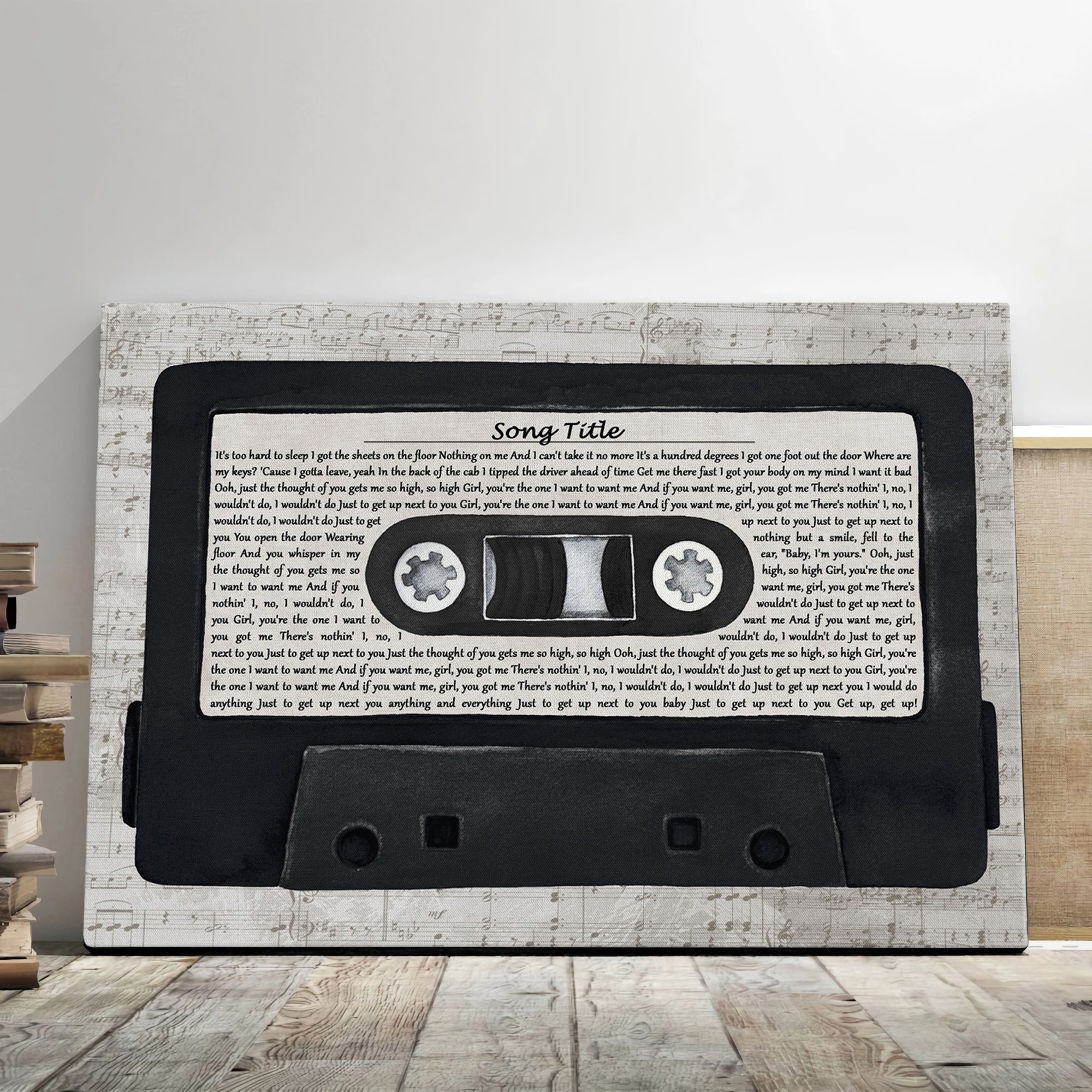 Personalized Cassette Tape Music Wall Art With Song Lyrics, Music Wall Decor