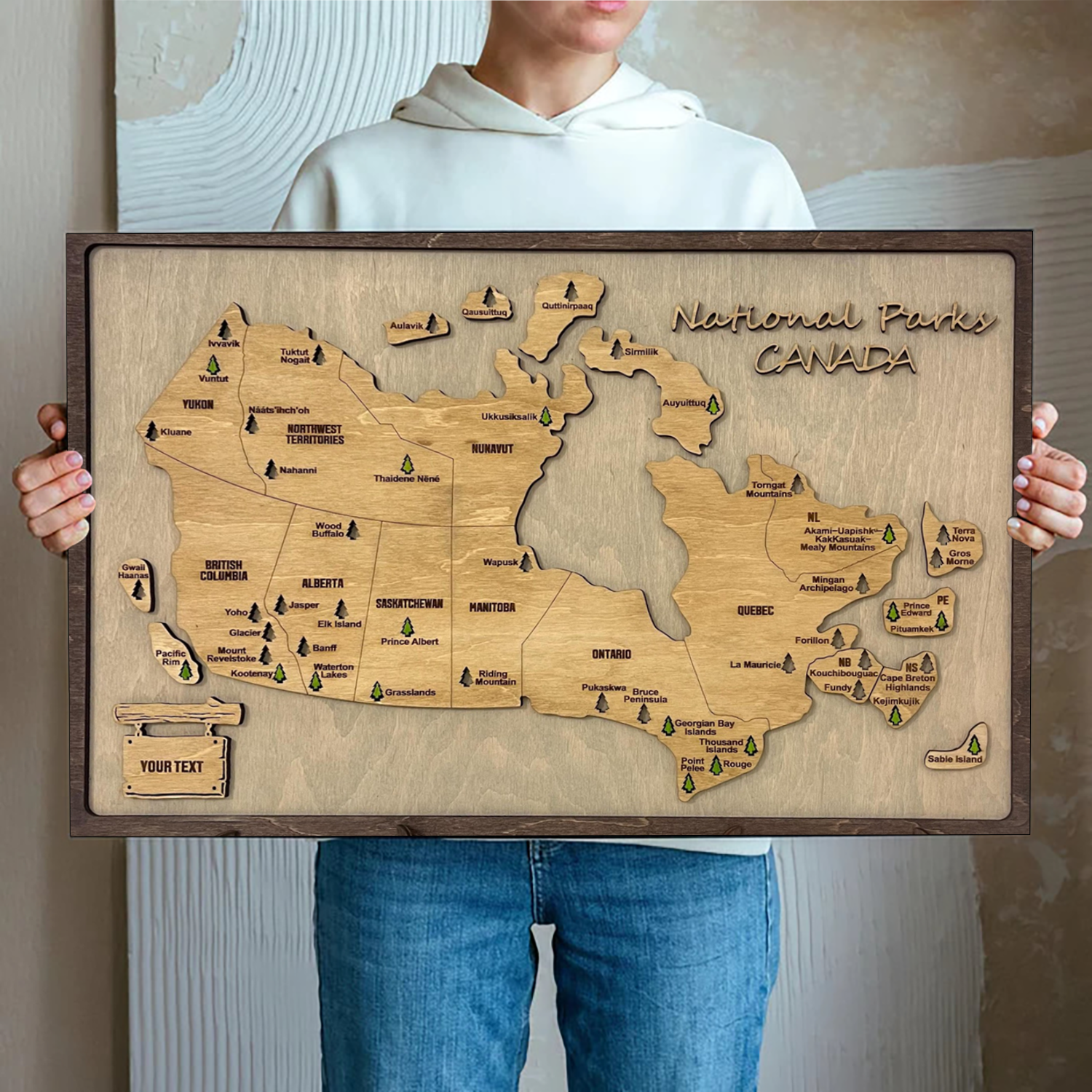 Personalized Canada National Park Map, Custom Wooden Travel Map, Gift For Travelers