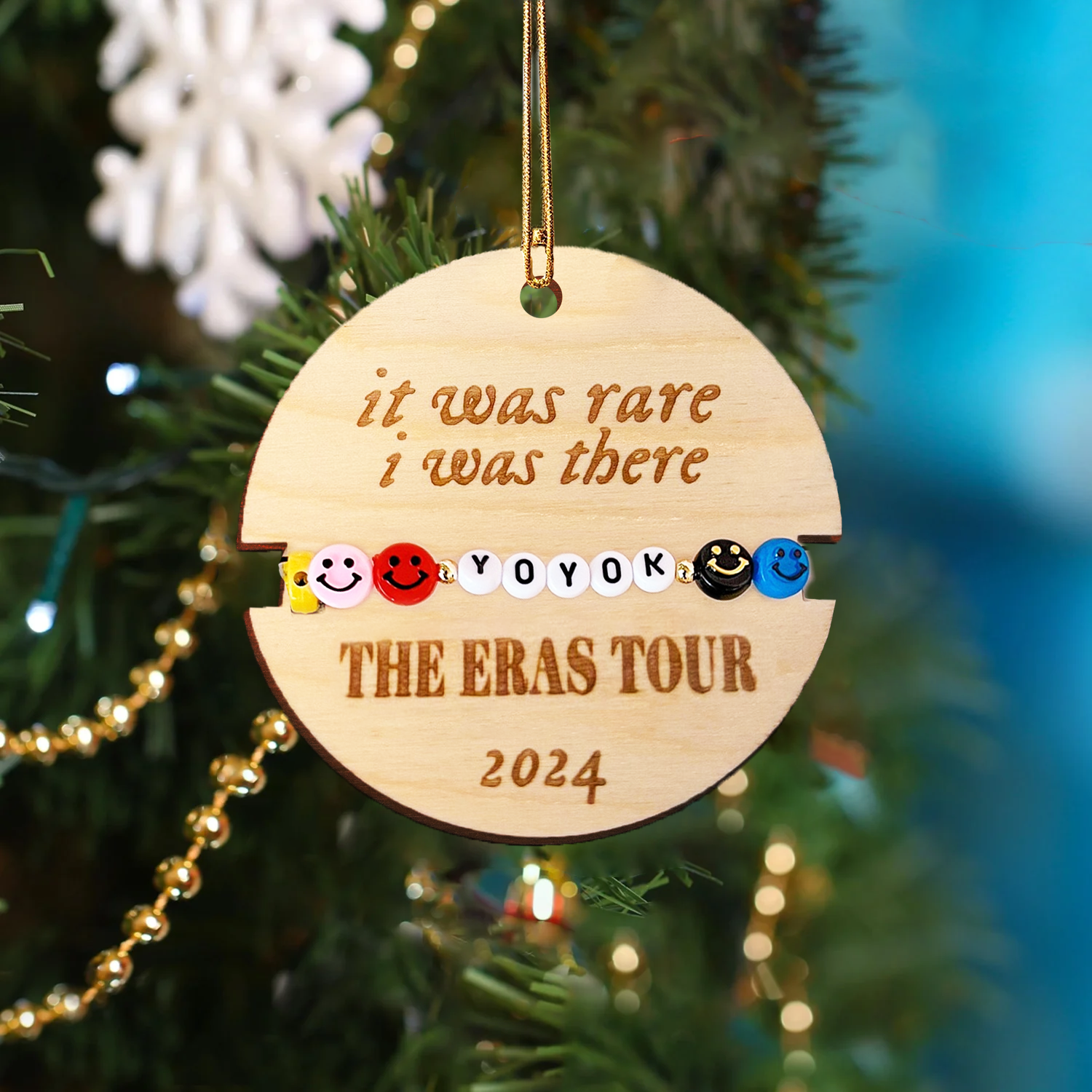 It Was Rare I Was There Wooden Friendship Bracelet Ornament, Eras Tour 2024, Gift For Swifties