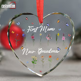 First Mom Now Grandma Personalized Christmas Glass Ornament, Gift For Mom/Grandma