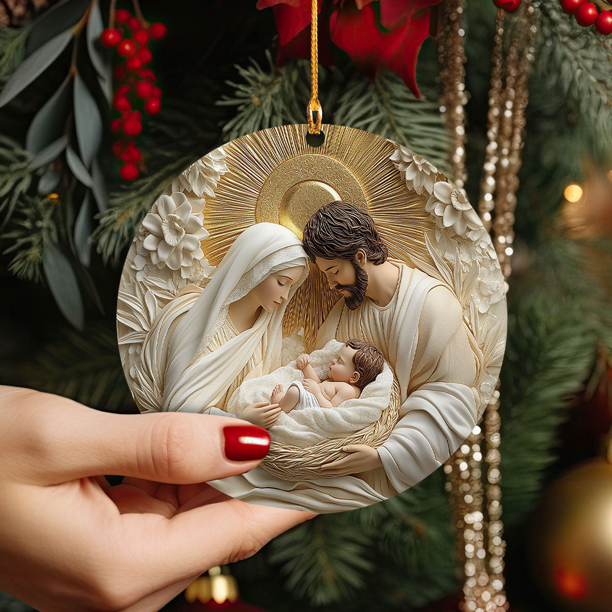 Holy Family 3D Effect Acrylic Christmas Ornament, Christmas Jesus Ornaments