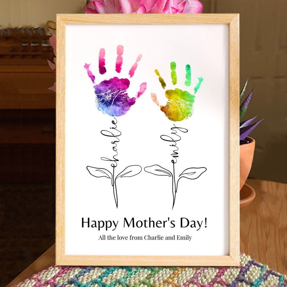 Personalized Mother's Day Flower DIY Handprint Art Craft Sign Gift