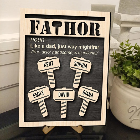 Fathor Like A Dad, Just Way Mightirer Personalized Wooden Art, Dad Wood Sign, Gifts For Dad