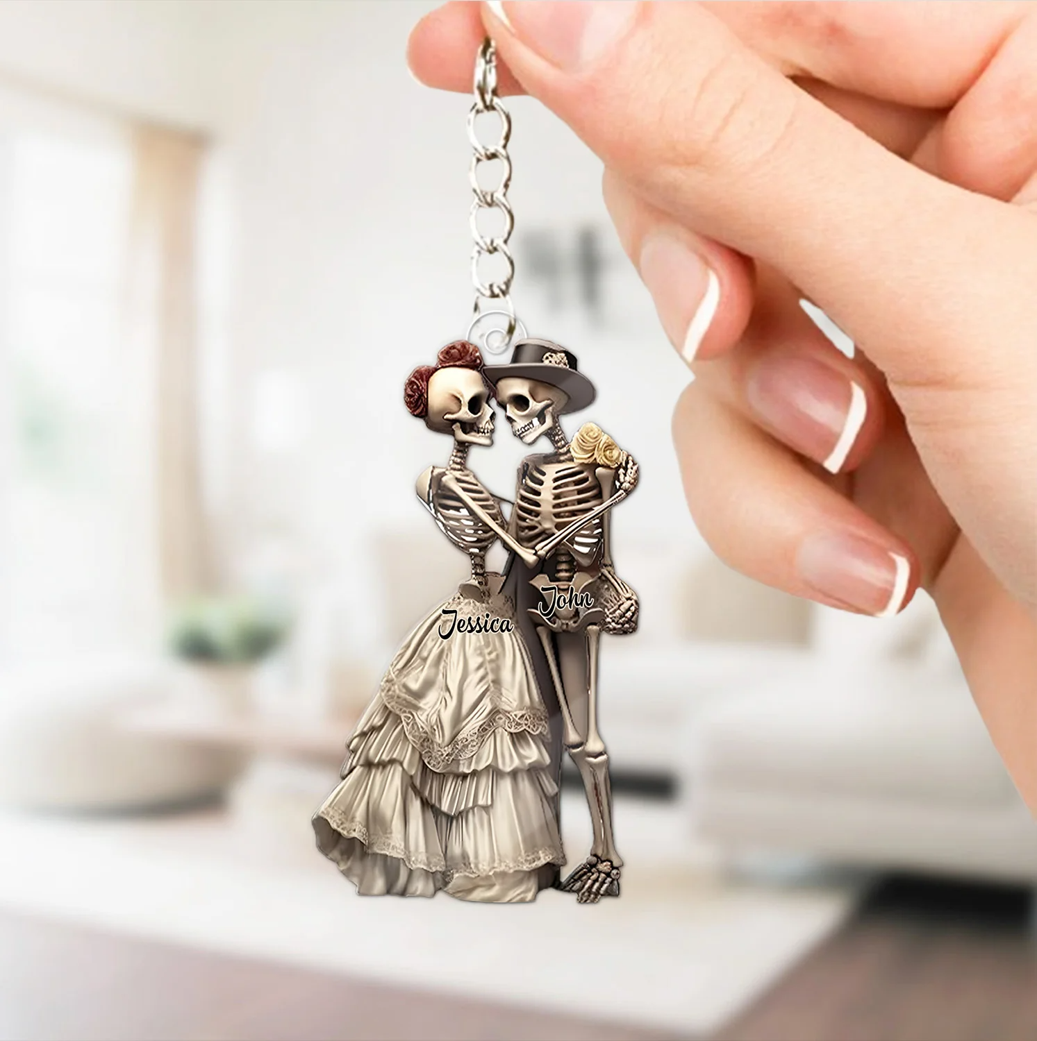 Skeleton Couple Acrylic Ornament, Dancing Couple Keychain, Couple Valentine Gift, Perfect Gift For Him, For Her