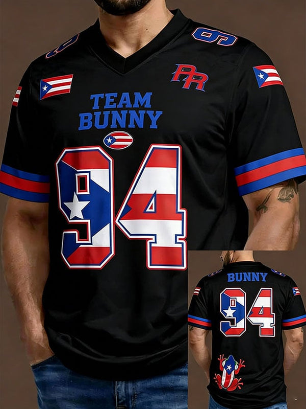 Bad Bunny Benito Bowl Frog Concho Tee, Puerto Rico Flag Vneck, Jersey Football Shirt