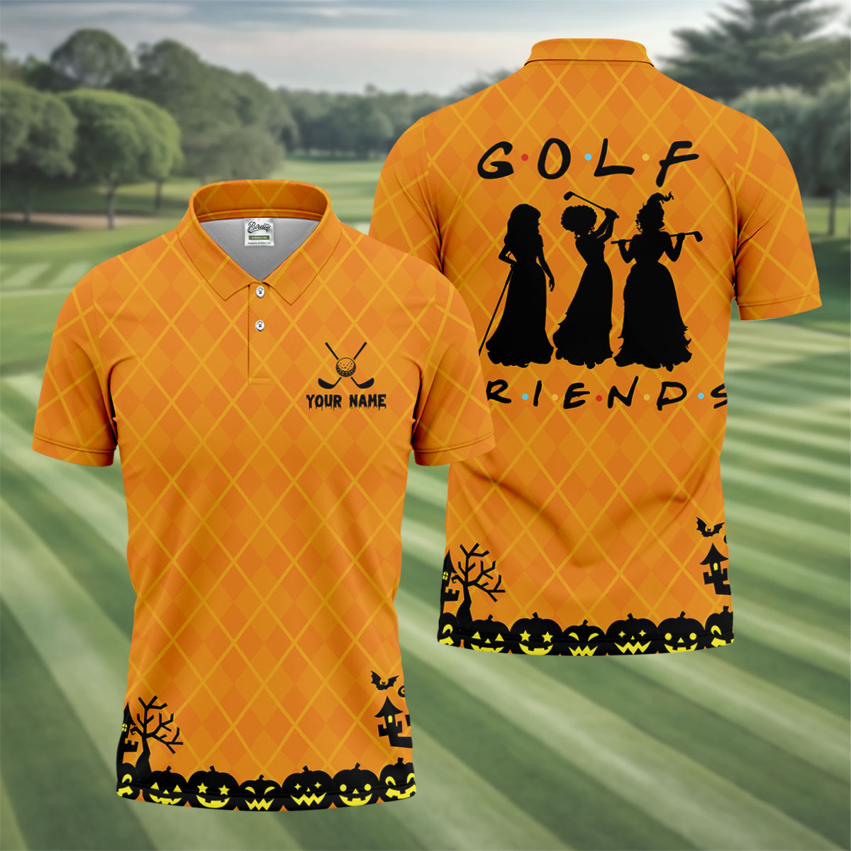 Your Name Golf Friends Horror Character Polo Shirt, Polo Shirts For Men, Halloween Shirt