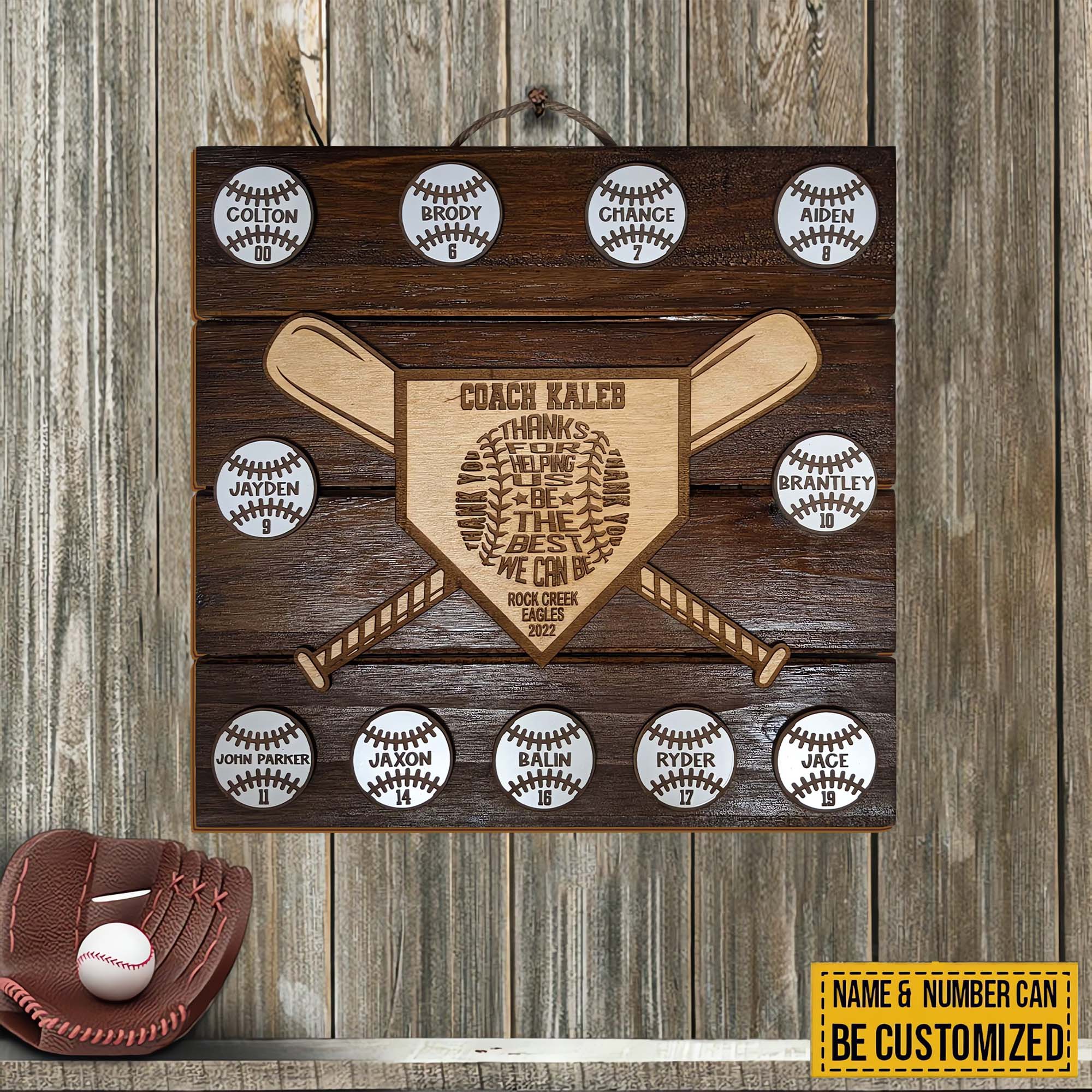 Personalized Baseball Softball Coach Wood Sign, Thank You Gift for Coaches, End Of Season Coach Gifts