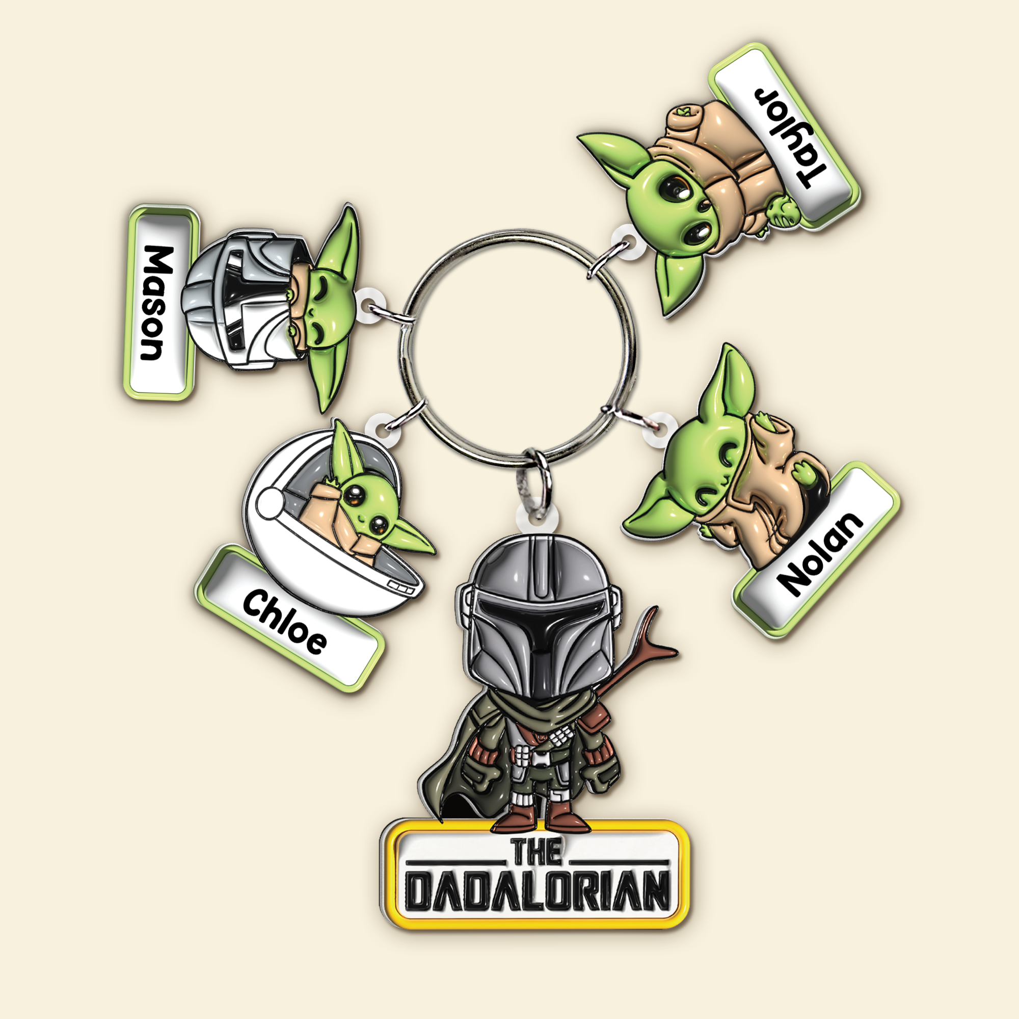 Dadalorian Keychain With Baby Charms, Custom Family Keychains, Mother's Day Gift, Father's Day Gift