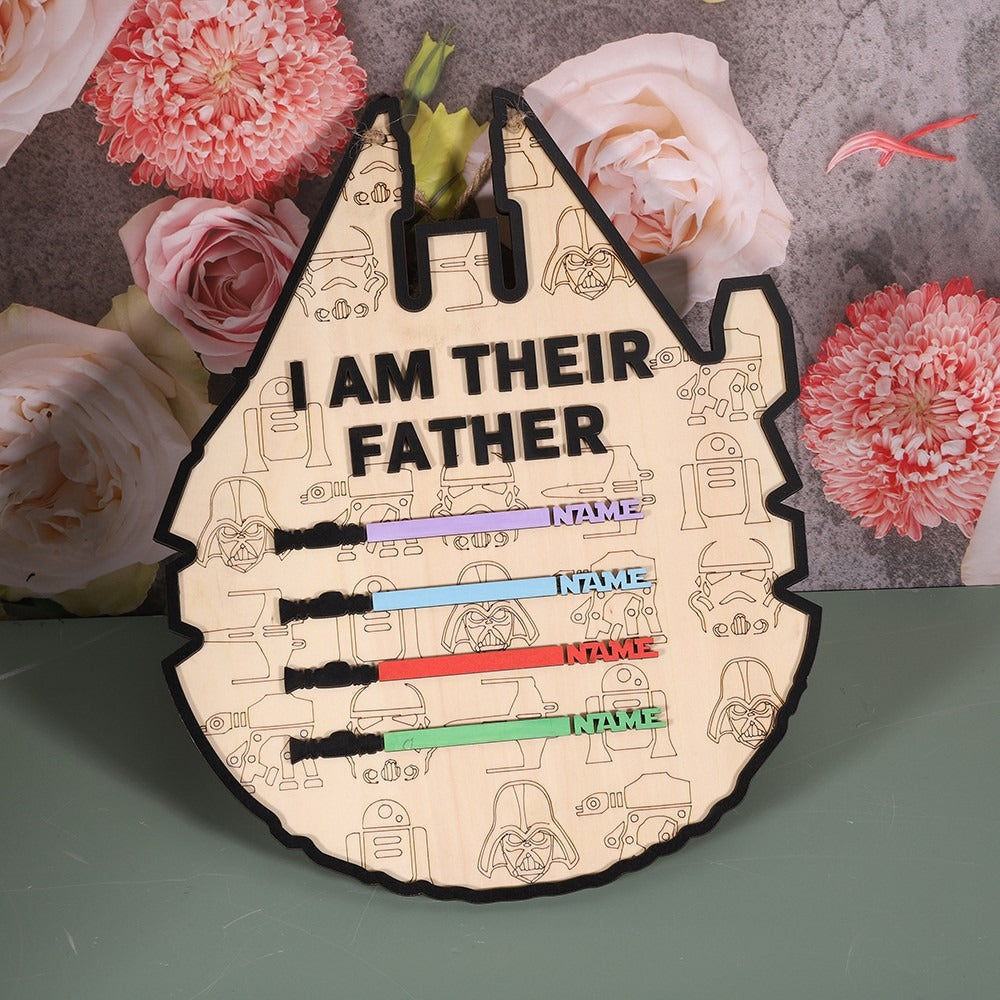 I Am Their Father Personalized Lightsaber Sign For Dad, Dad Gifts from Daughter, Father's Day Gift, Gifts for Dad