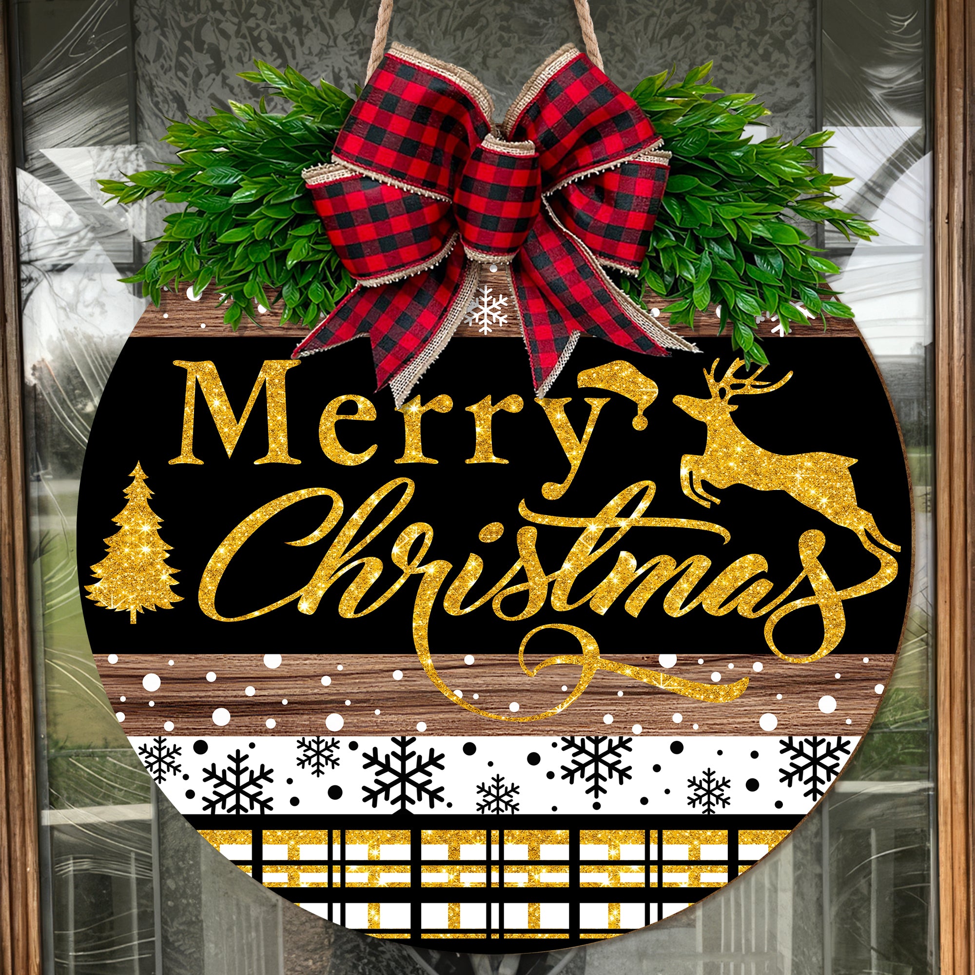 Merry Christmas Custom Wooden Door Sign, Holiday Home Decor, Christmas Gift