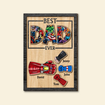 Personalized Daddy's Hand Wooden Happy Father's Day Sign, Birthday Gift For Father, Gifts For Dad