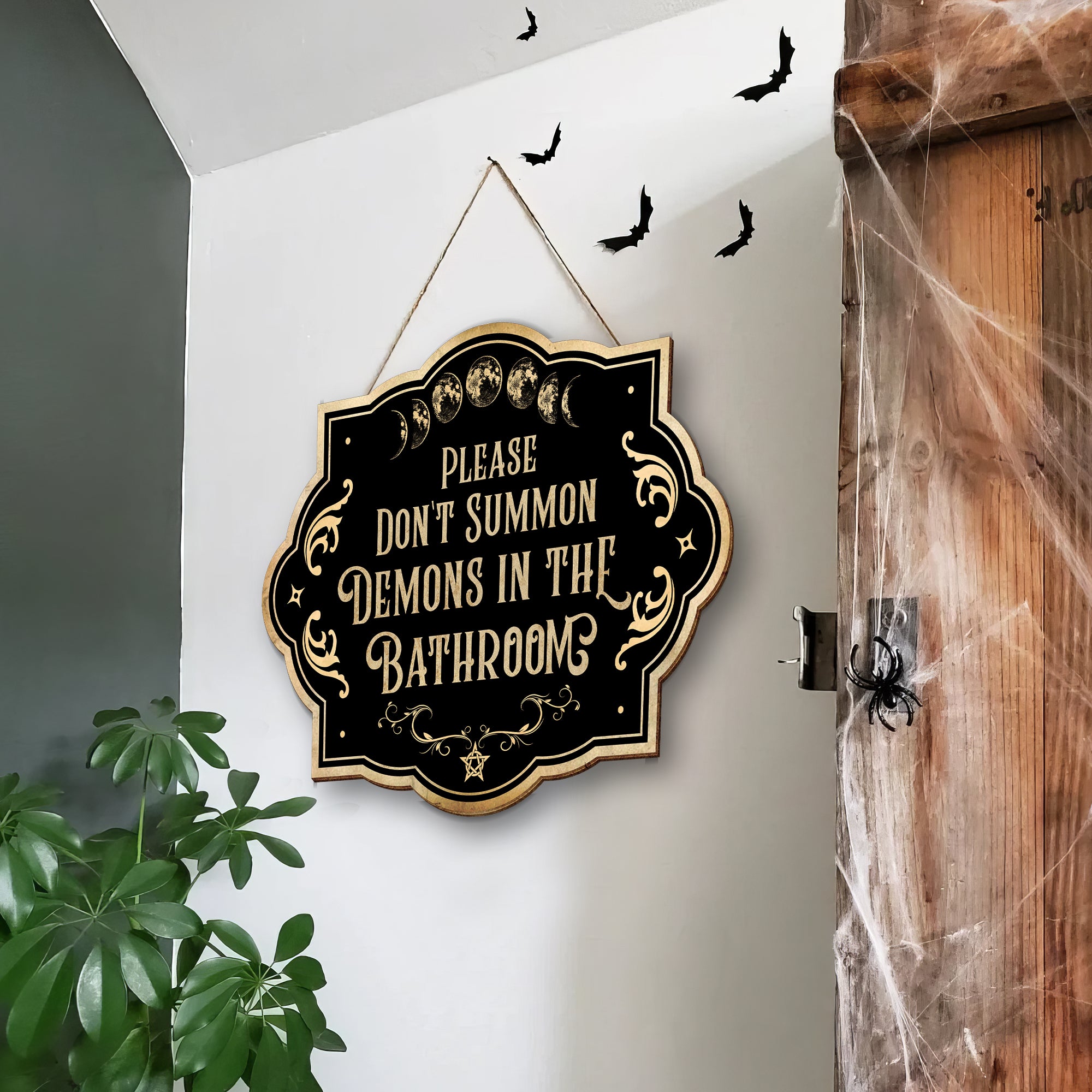 Please Do Not Summon the Demons in the Bathroom Charcoal and Cream Art Print Please Do Not Summon the Demons in the Bathroom Charcoal and Cream Art Print