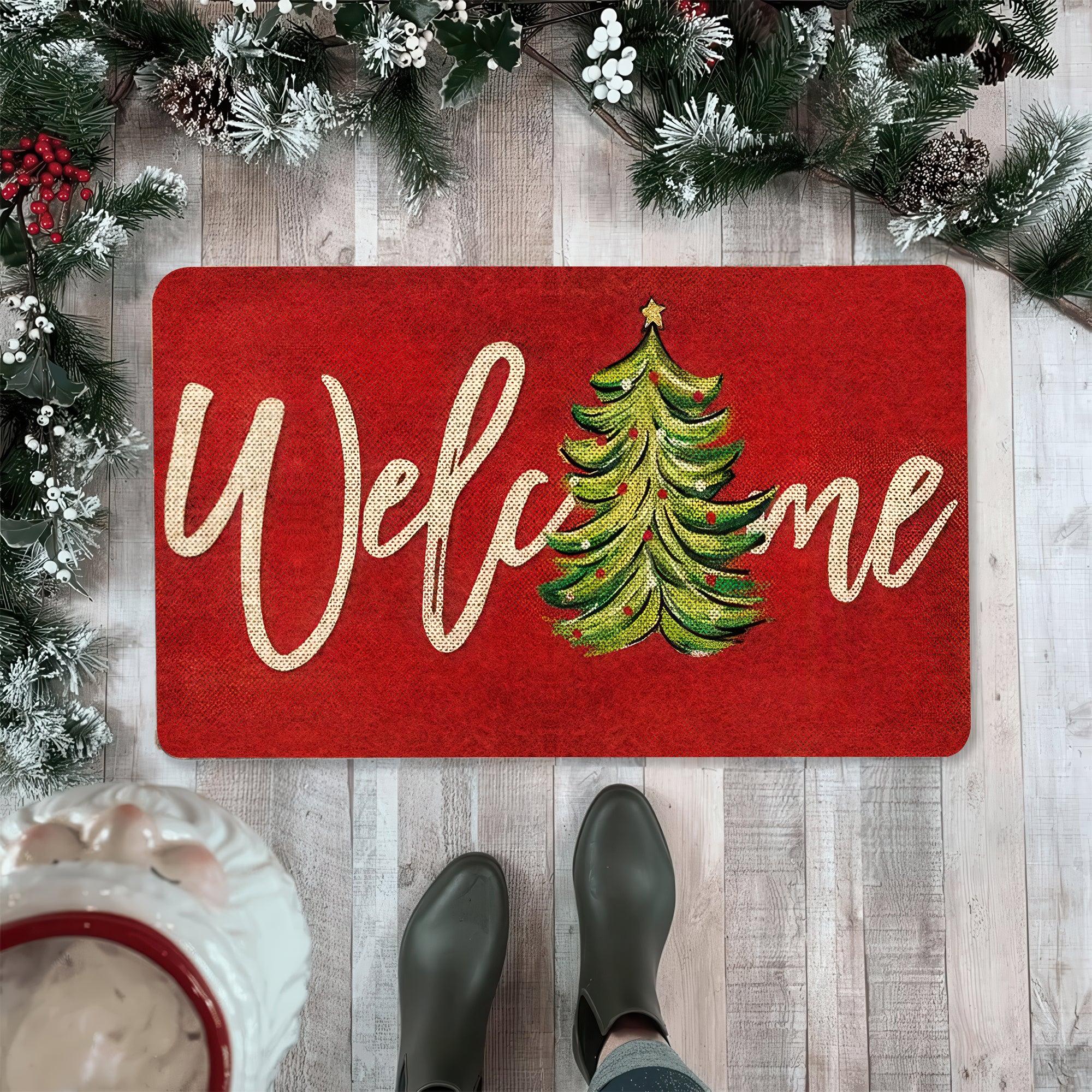 Welcome Christmas Doormat, Welcome Doormat, Christmas Home Decor