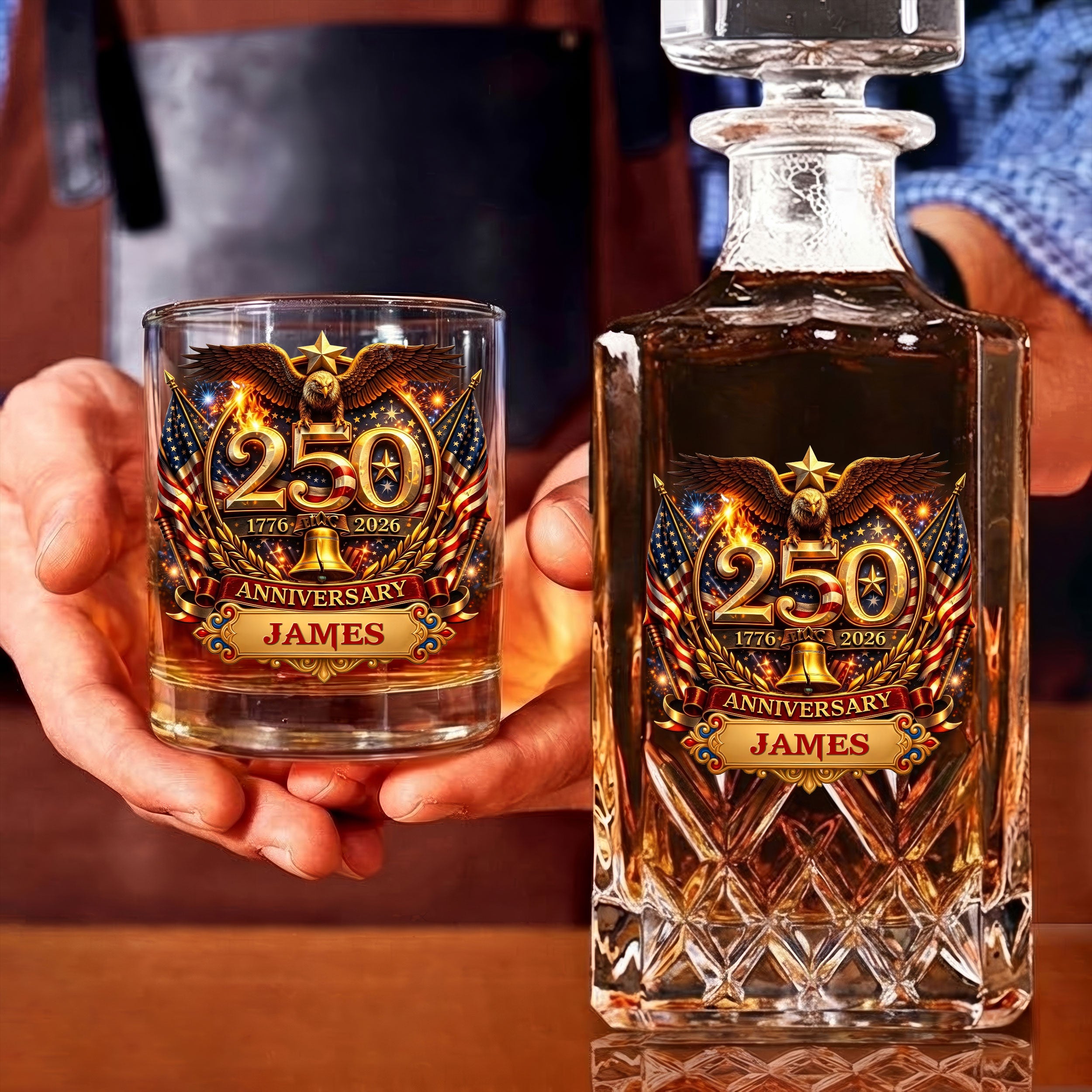 250th Anniversary Liberty Bell Flag And Bald Eagle Whiskey