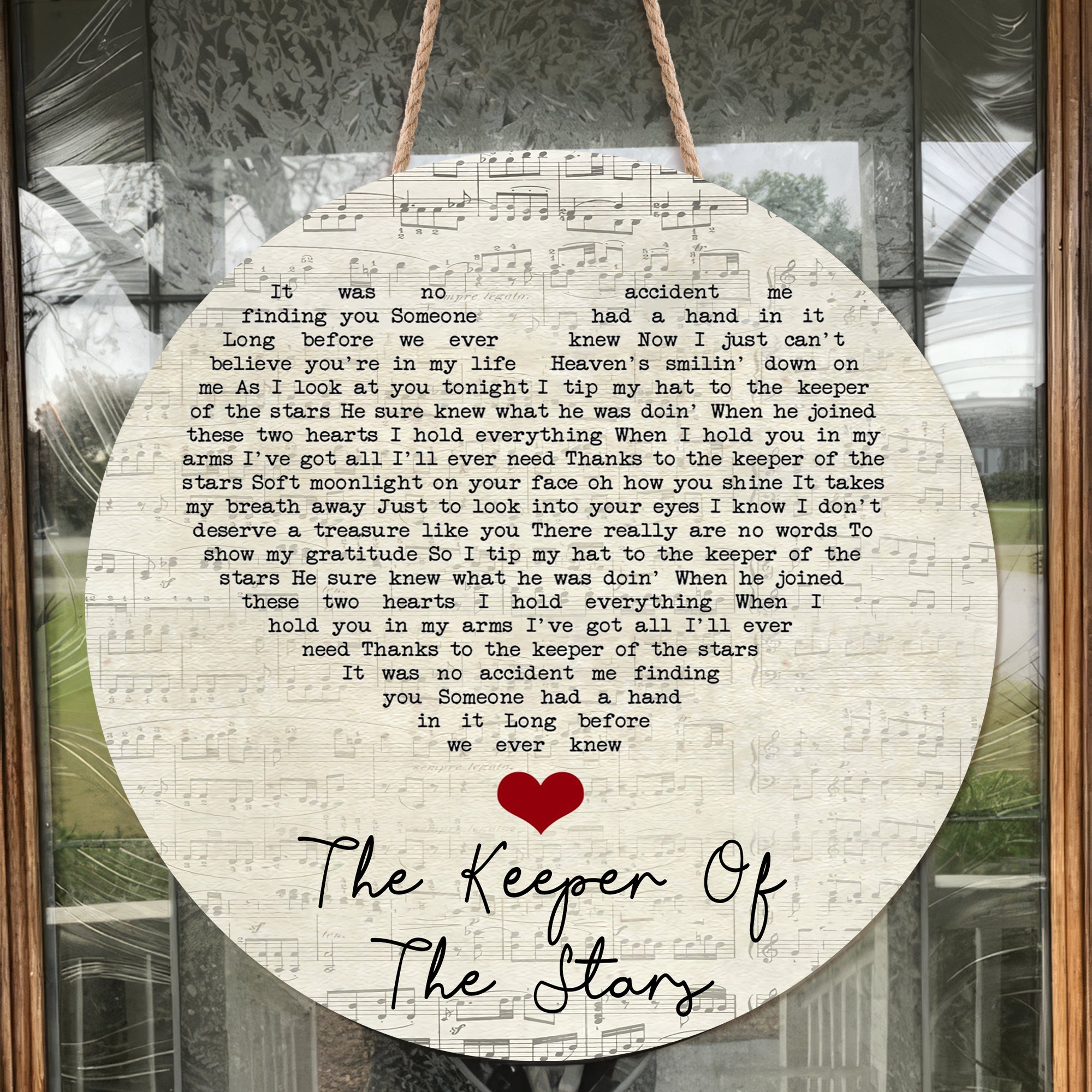 Tracy Byrd The Keeper Of The Stars Script Heart Song Lyric Quote Music Art Print Round Wood Sign, Wood Sign For Home