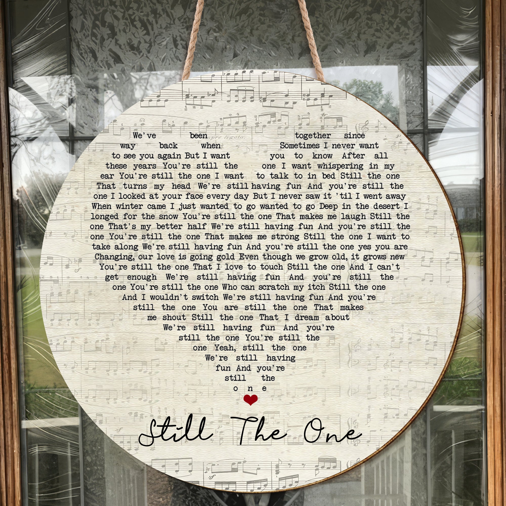 Orleans Still The One Script Heart Song Lyric Music Art Print Round Wood Sign, Wood Signs For Home