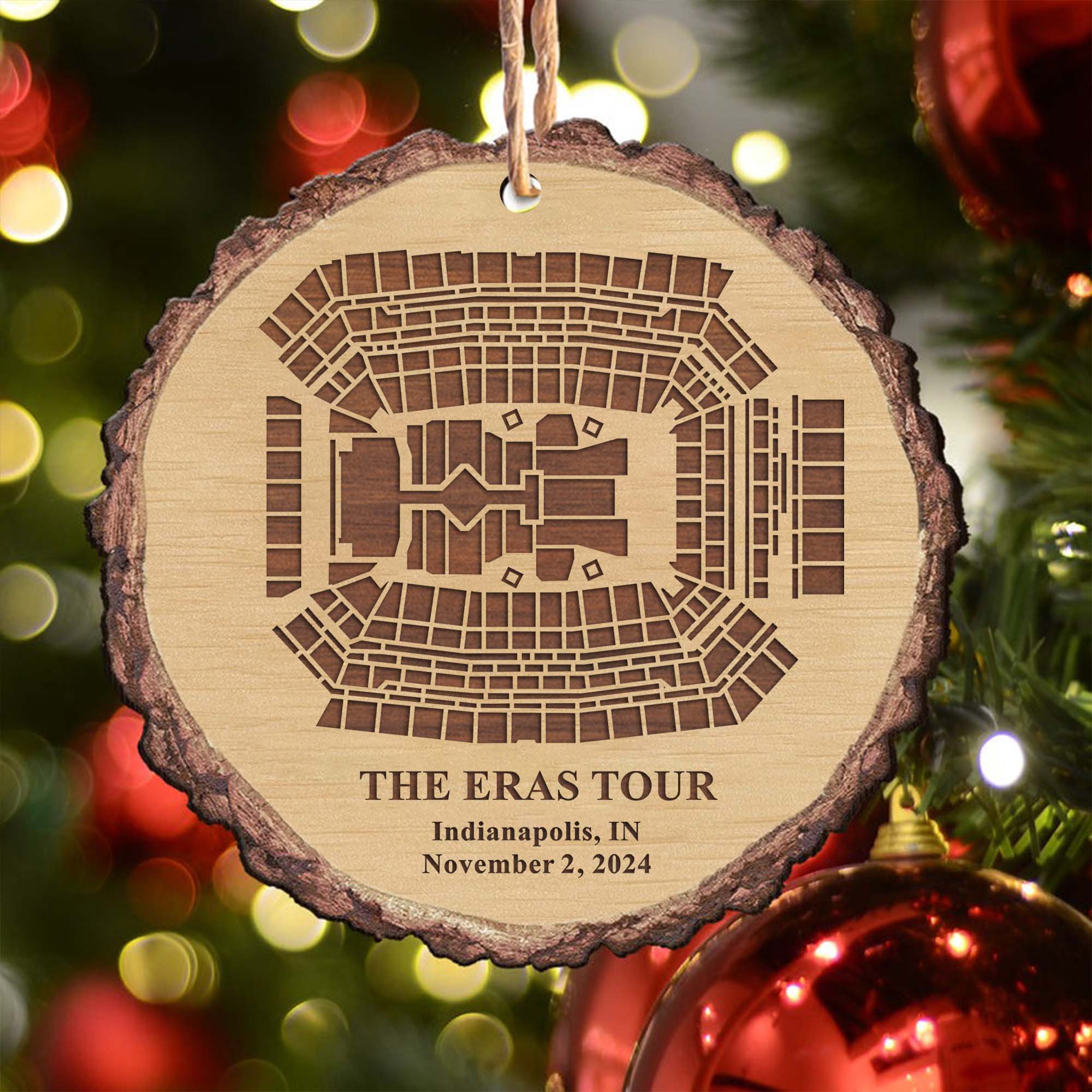 The Eras Tour Indianapolis Stadium Personalized Christmas Wood Ornament, Gift For Swifties