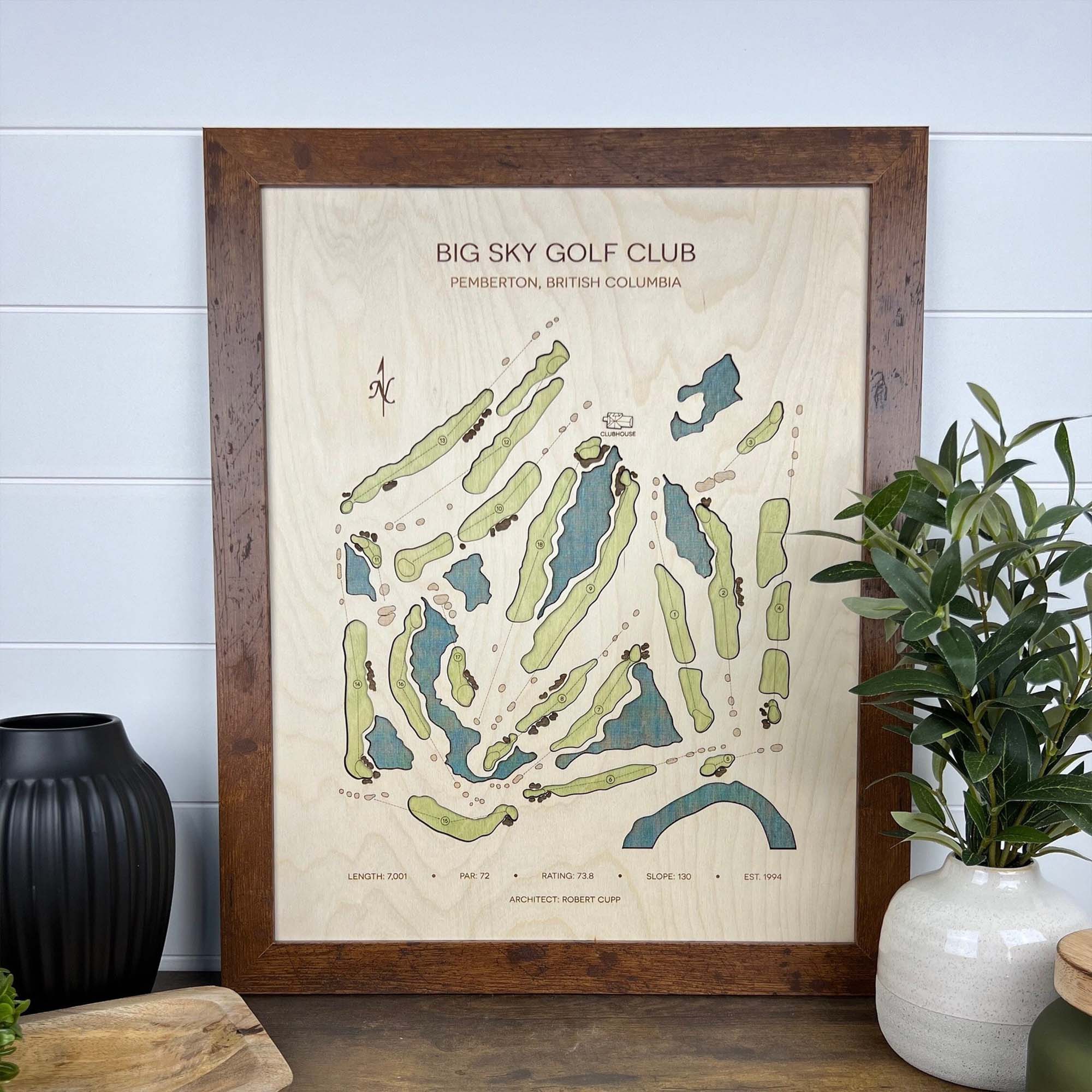 Big Sky Golf Club Custom Golf Course Map, Golf Art, Goft Wood Sign, Gi ...