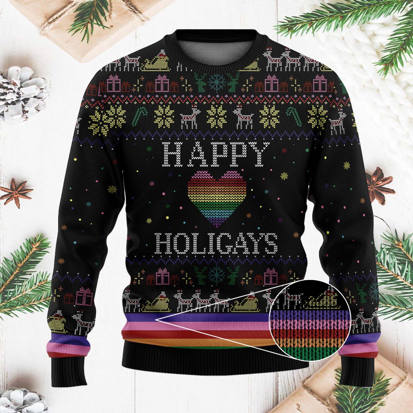 Happy Holigays Funny Christmas Ugly Sweater, LGBT Pride Shirt, Christmas Gifts