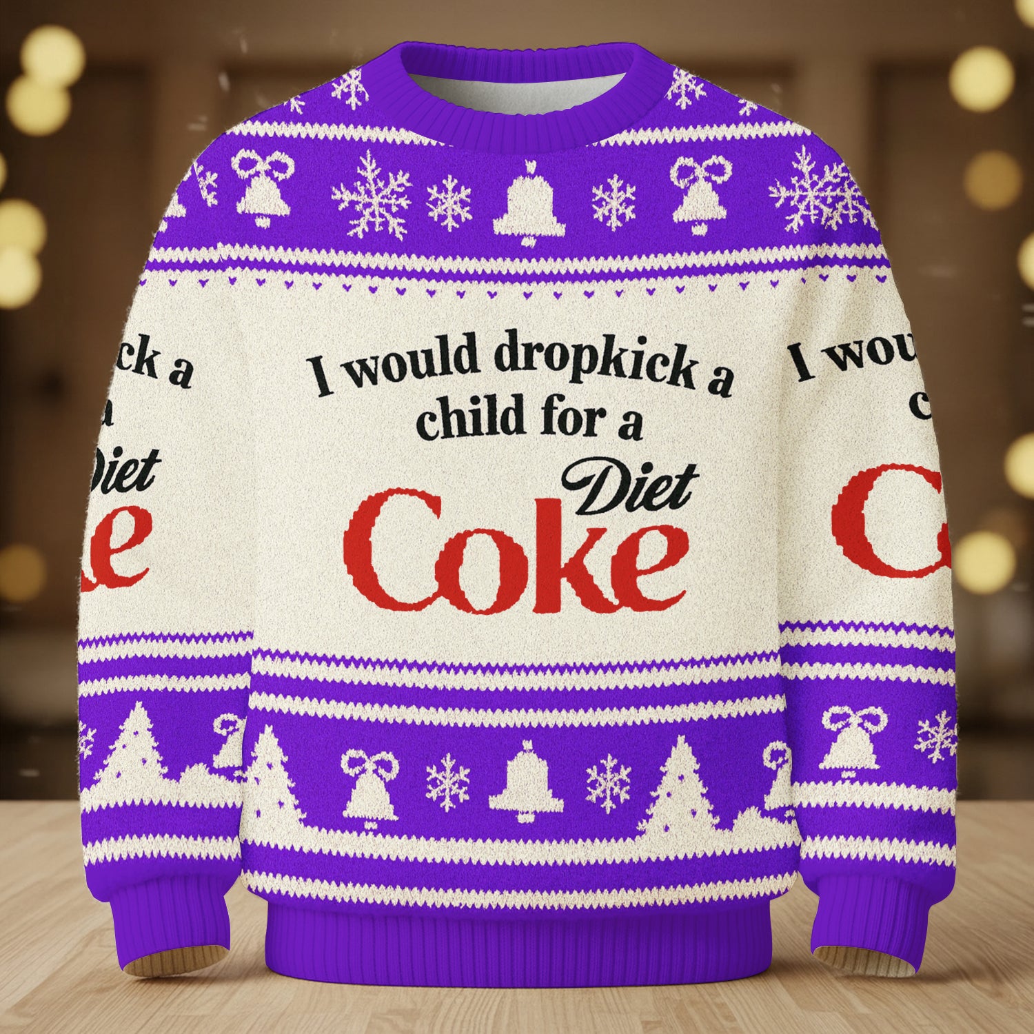 I Would Dropkick A Child For A Diet Coke Purple Ugly Sweater, Christmas Ugly Sweatshirt