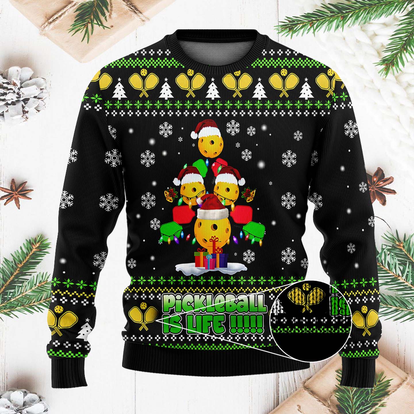 Pickleball Is Life Funny Christmas Ugly Sweater, Gift For Pickleball Lovers