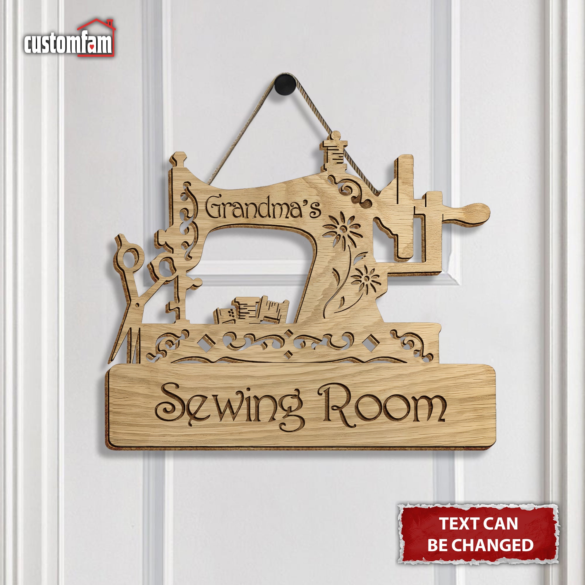 Custom Name Wooden Engraved Sewing Room Sign, Gifts For Sewers