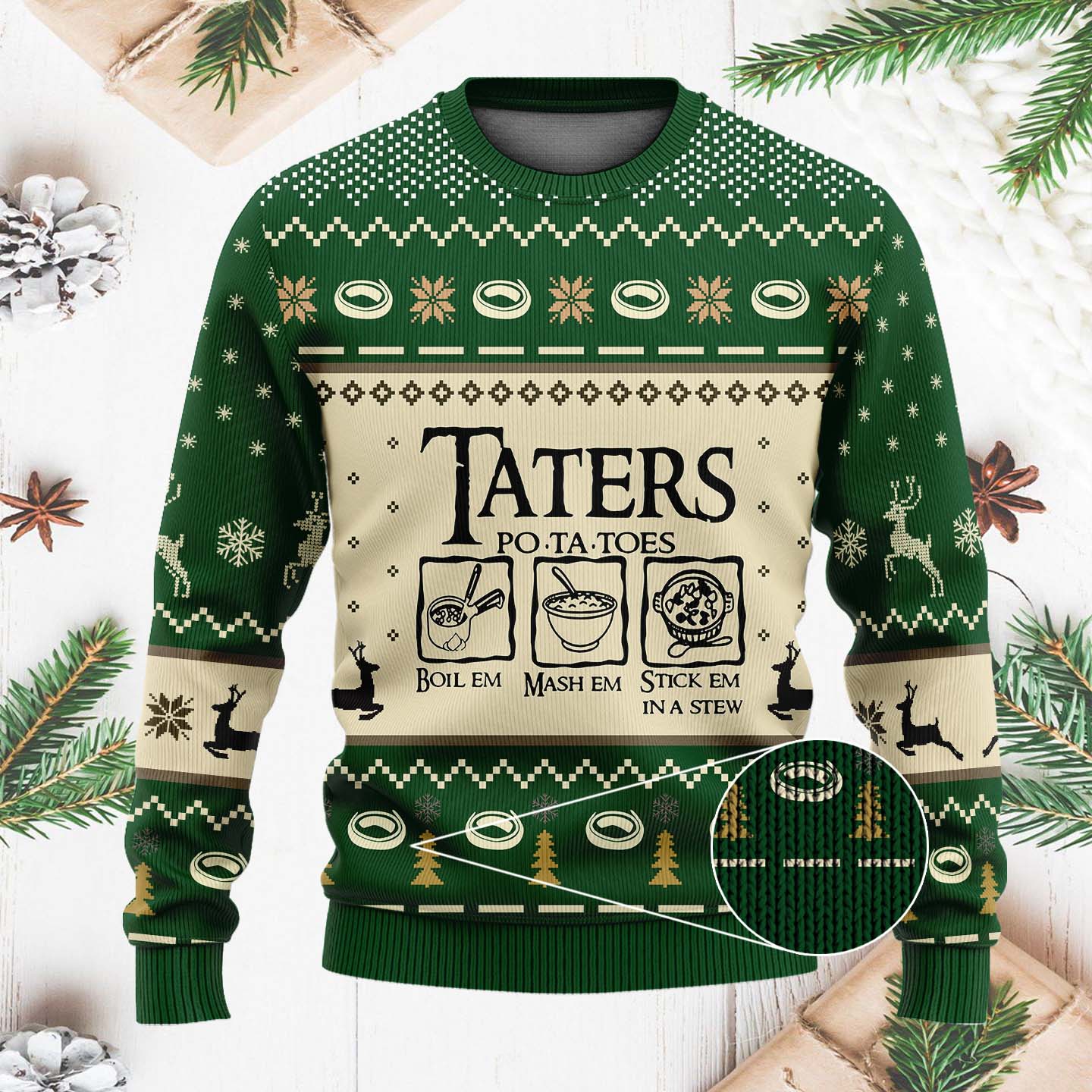 Taters Po-ta-toes Funny Christmas Ugly Sweater, Boil Em Mash Em Stick Em In A Stew, Christmas Gift