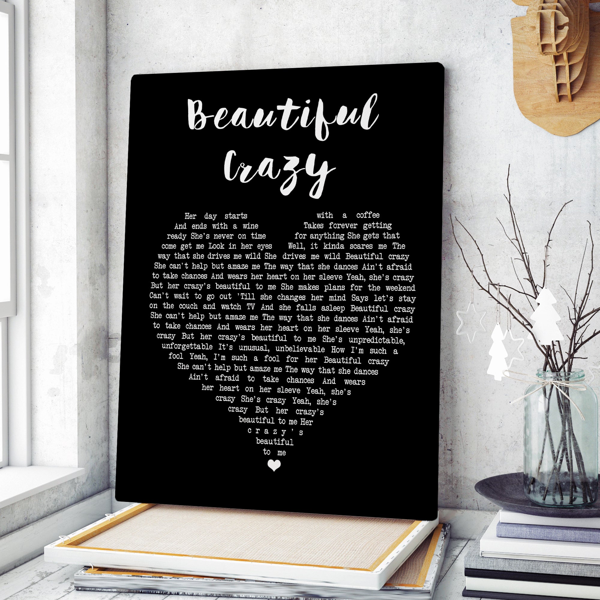 Luke Combs Beautiful Crazy Black Heart Song Lyric Art Print Canvas