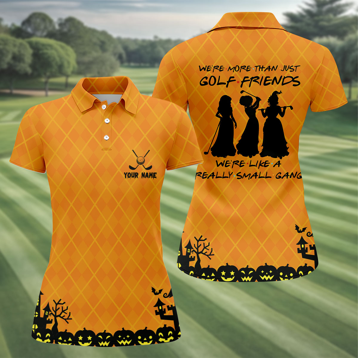 Your Name Golf Friends Horror Character Polo Shirt, Halloween Shirt, Ladies Golf Shirts