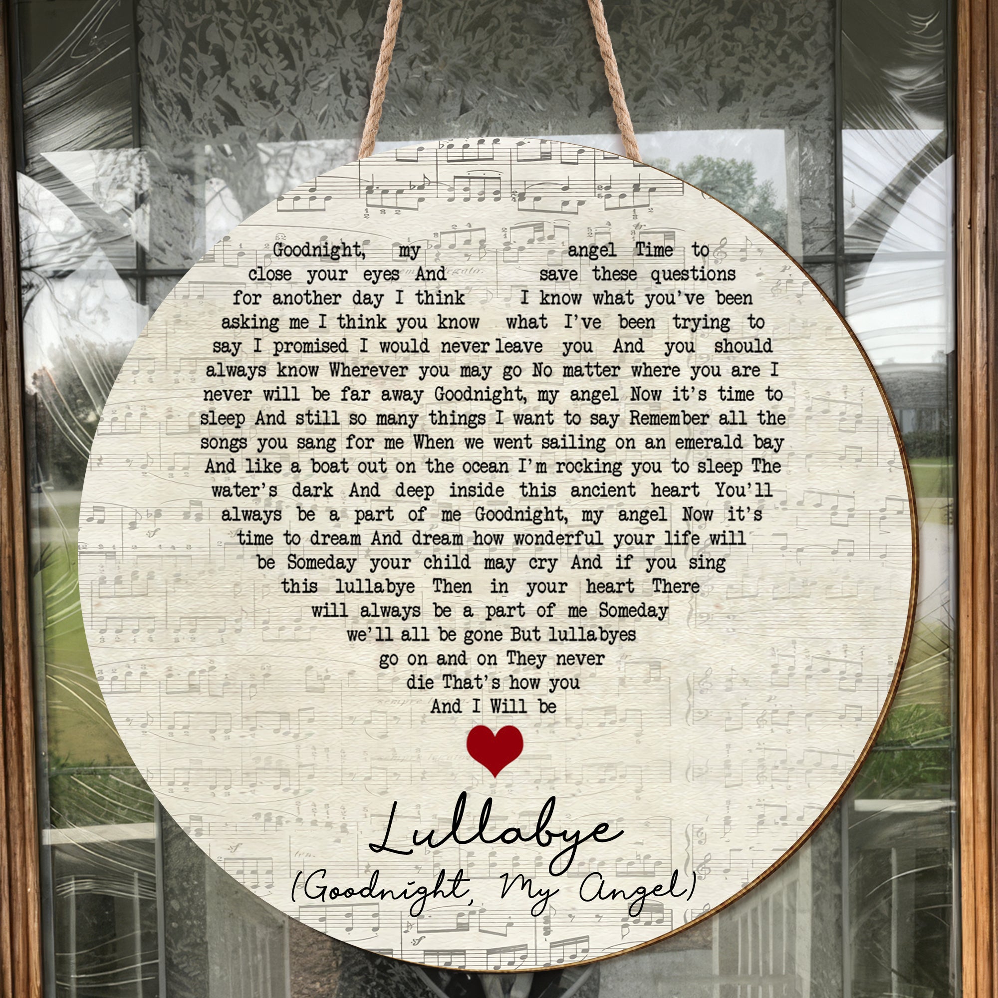 Billy Joel Lullabye (Goodnight, My Angel) Father & Child Song Lyric Music Art Print Round Wood Sign, Wood Sign For Home