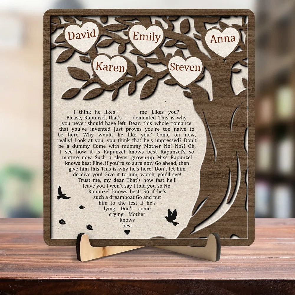 Custom Song Lyrics 2 Layered Wood Plaque, Mom Sign, Mother's Day Gift