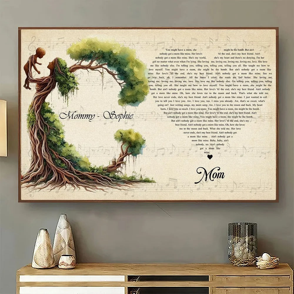 Custom Song Lyrics Canvas Wall Art, Mom Tree Canvas, Mother's Day Gift