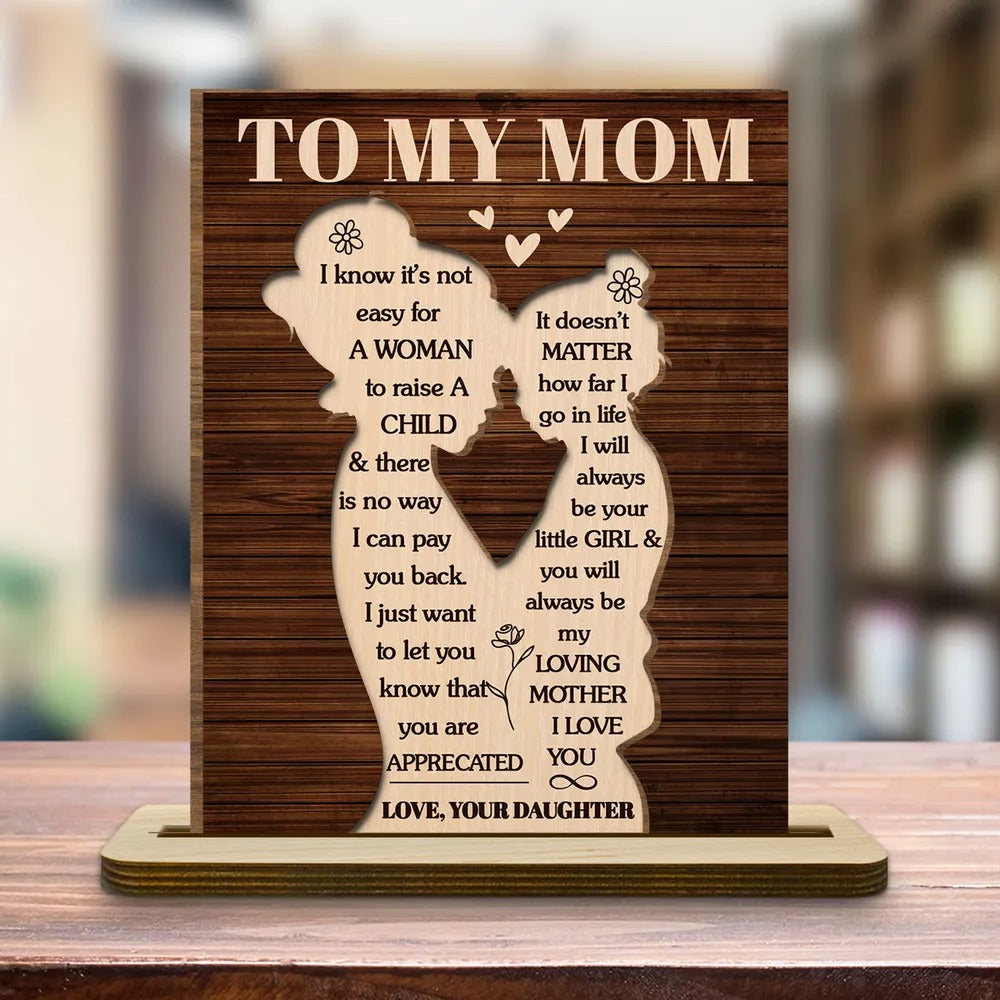 To My Mom Custom 2 Layered Wood Plaque, Mom Sign, Mother's Day Gift