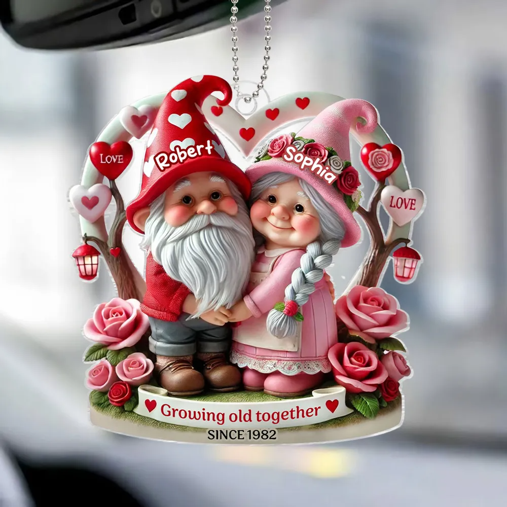 Gnome Old Couple Acrylic Ornament, Keychain For Couple, Couple Valentine Gift, Valentine Gift For Her