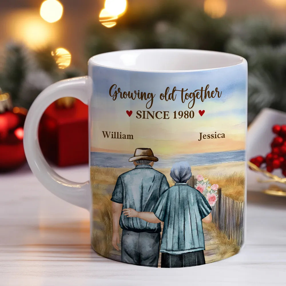 Growing Old Together Mug, Couple Coffee Mug, Old Couple Gifts, Personalized Gifts for Husband